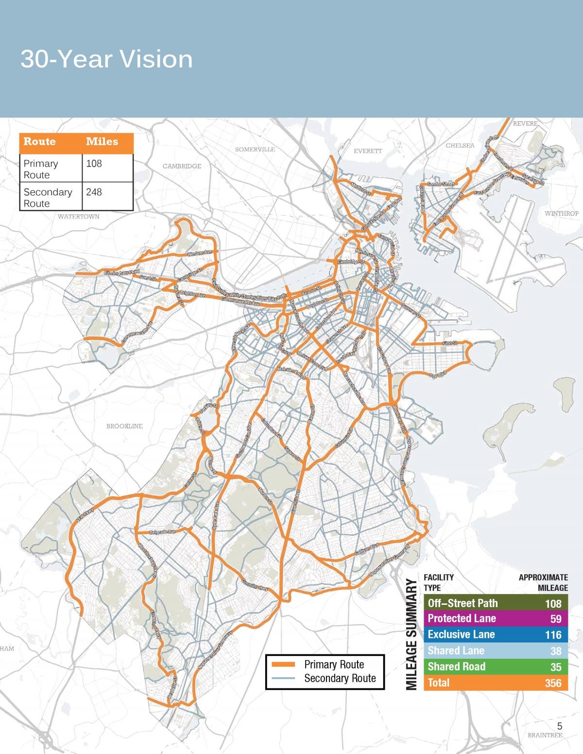 ボストンの自転車レーンの地図