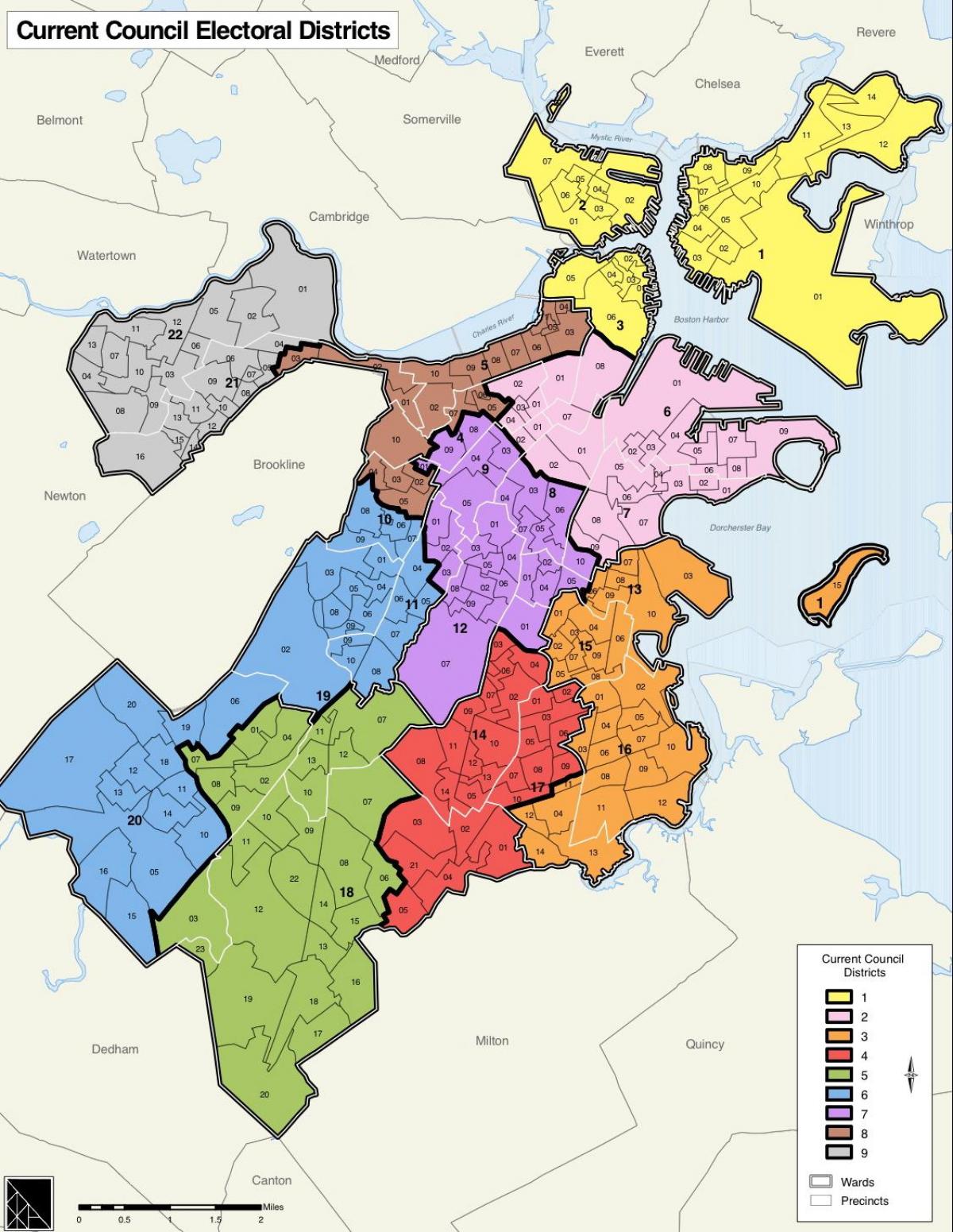ボストン地区の地図
