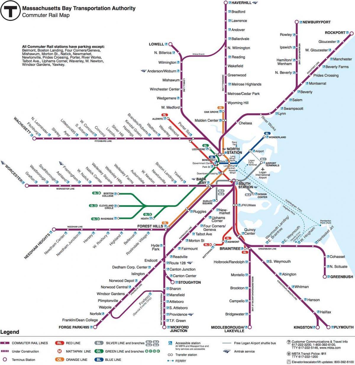ボストンの鉄道駅の地図