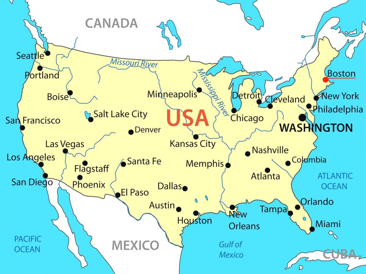 アメリカの地図上のボストン