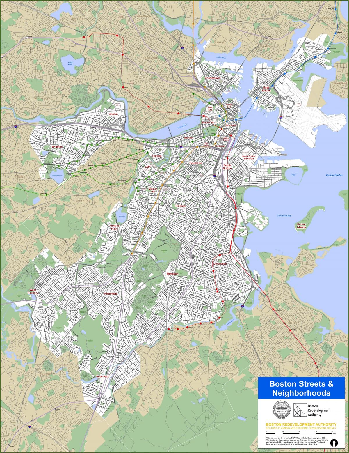 ボストンの街並みの地図